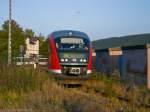 Nun hat auch der zweite Desiro Orlamünde verlassen und fährt die kurze Strecke nach Pößneck unt Bf entlang der Orlabahn. (20.10.2009)